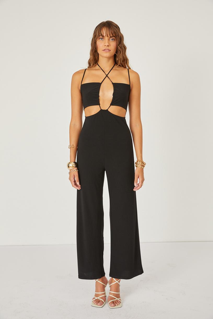 Black Jumpsuit With Tie Detailed