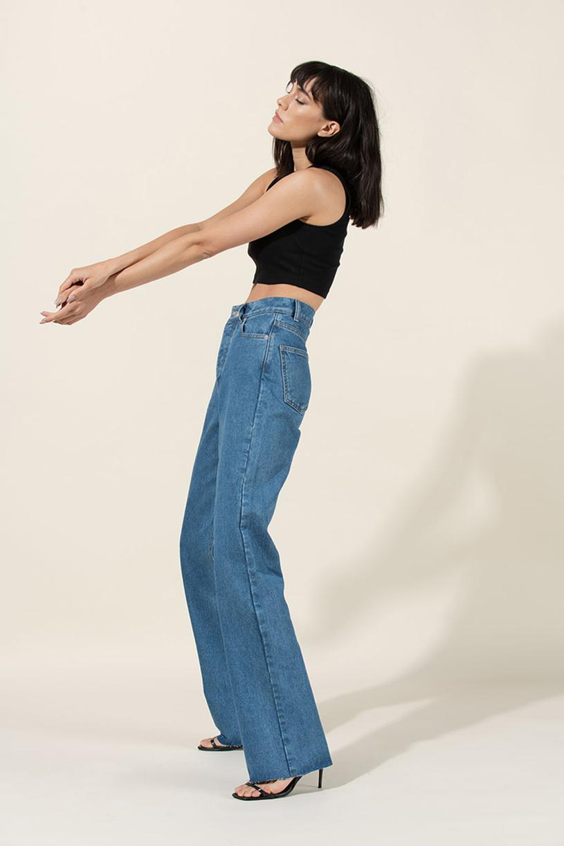 Kot Rengi Yüksek Bel Straight Fit Jean