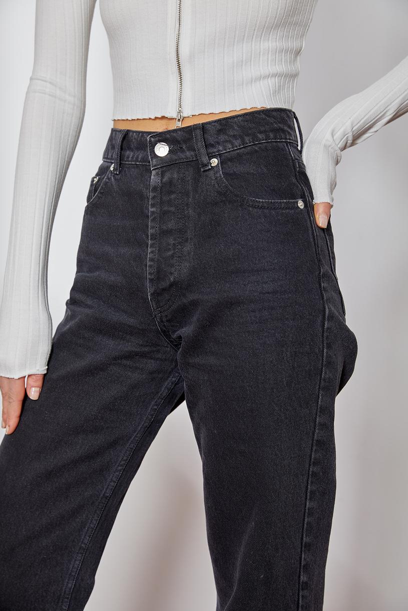 Siyah Yüksek Bel Straight Fit Jean