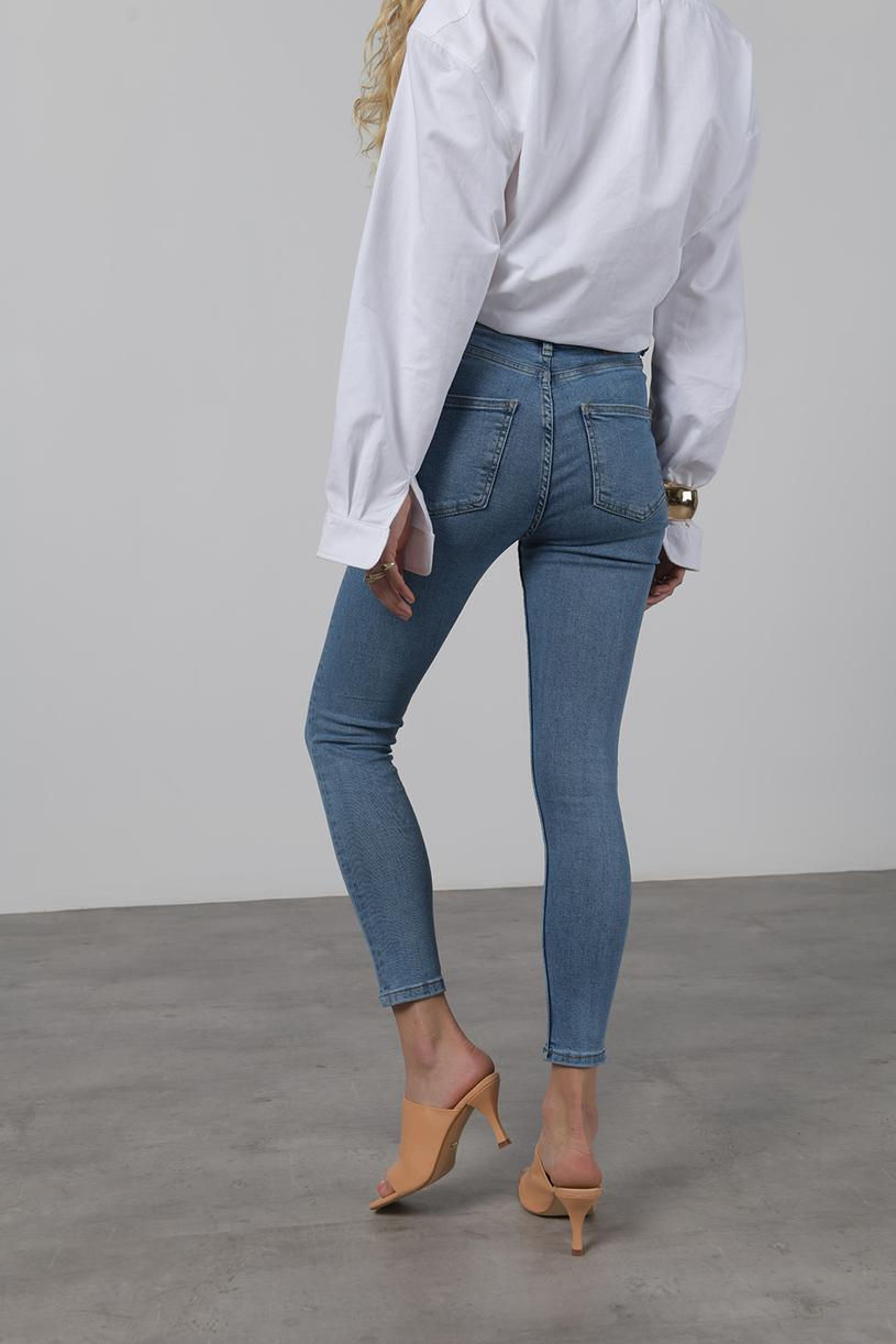 Kot Rengi Yüksek Bel Skinny Jean