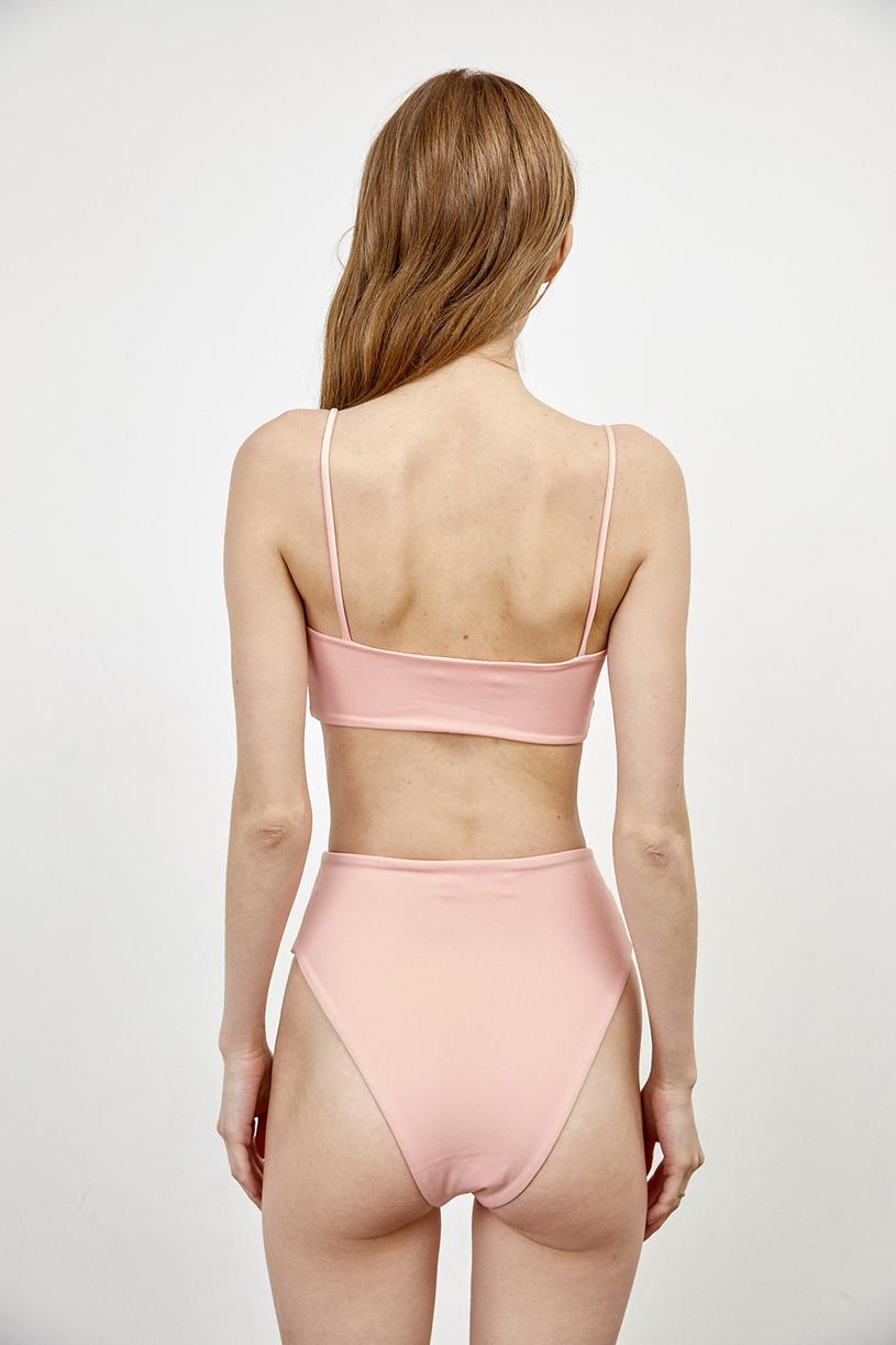 Pink Cord Strapped Bandage Bikini Top