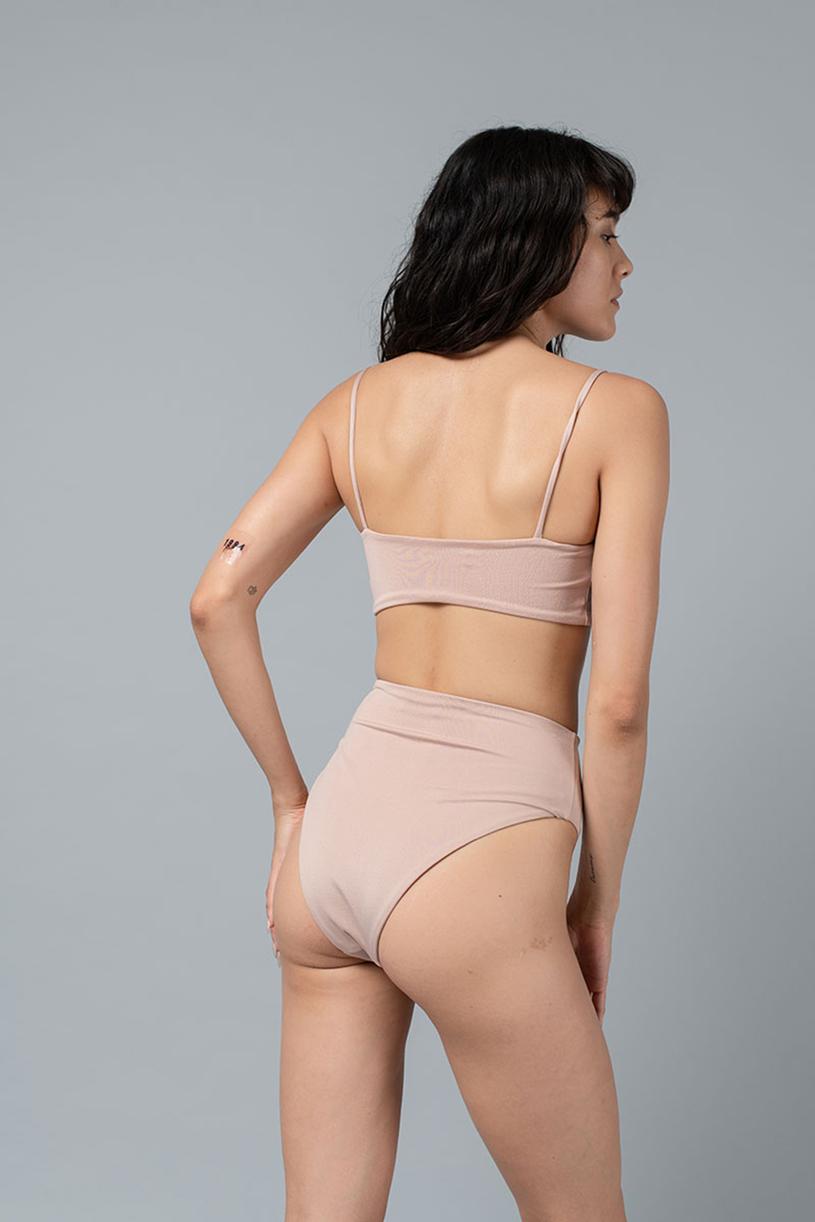 Nude Cord Strapped Bandage Bikini Top