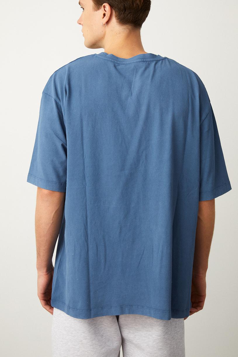 Mavi Soluk Efektli T-shirt