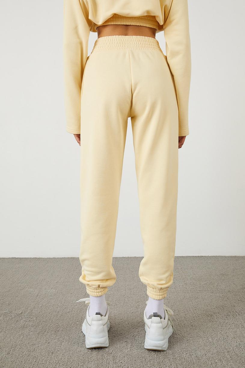 Light yellow Jogging Pants With Thic Rubber