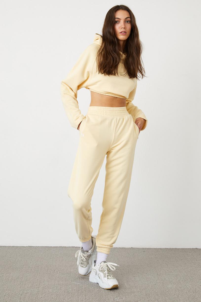 Light yellow Jogging Pants With Thic Rubber