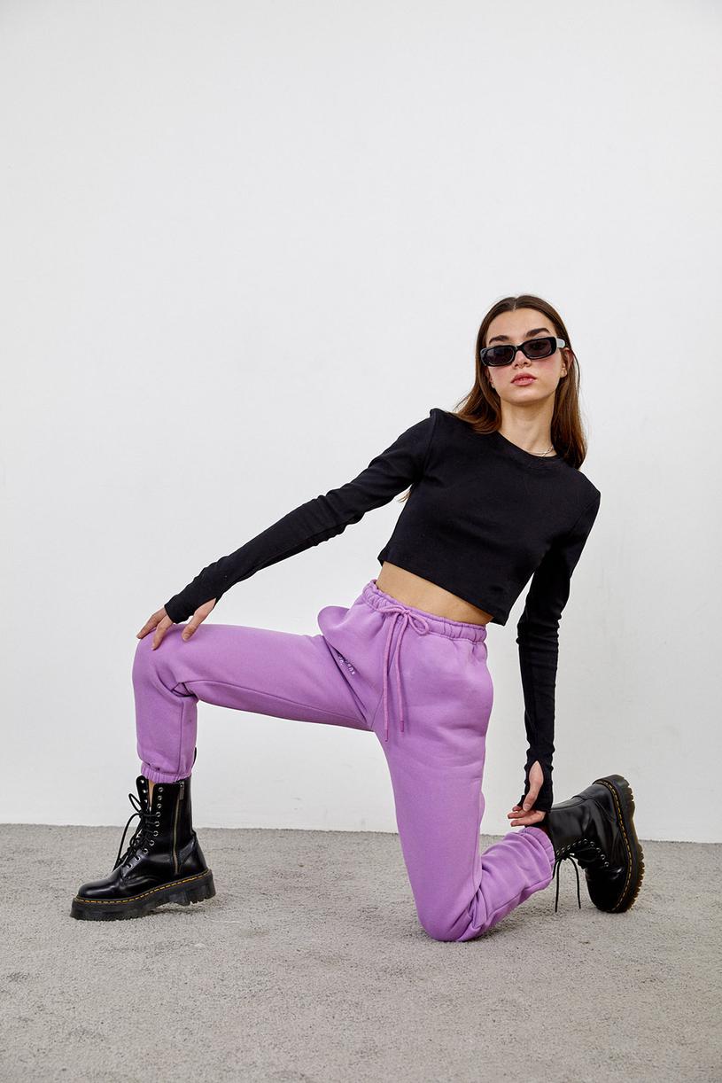 Dark Lilac Embroidered Jogging Pants