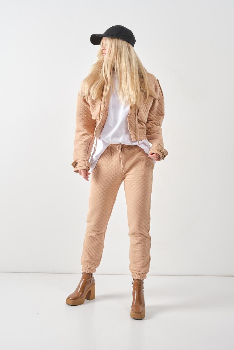 Nude Quılted Jogger Pants