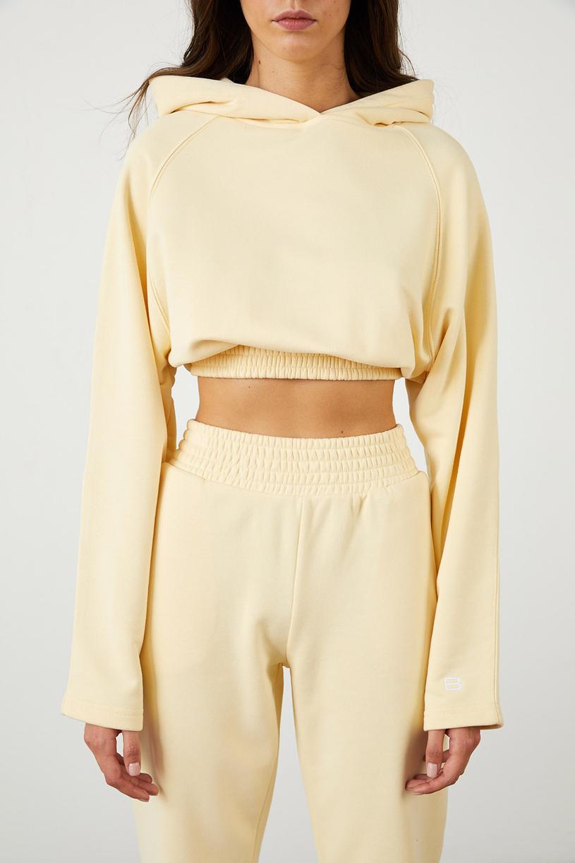 Açık Sarı Kalın Lastikli Crop Sweatshirt