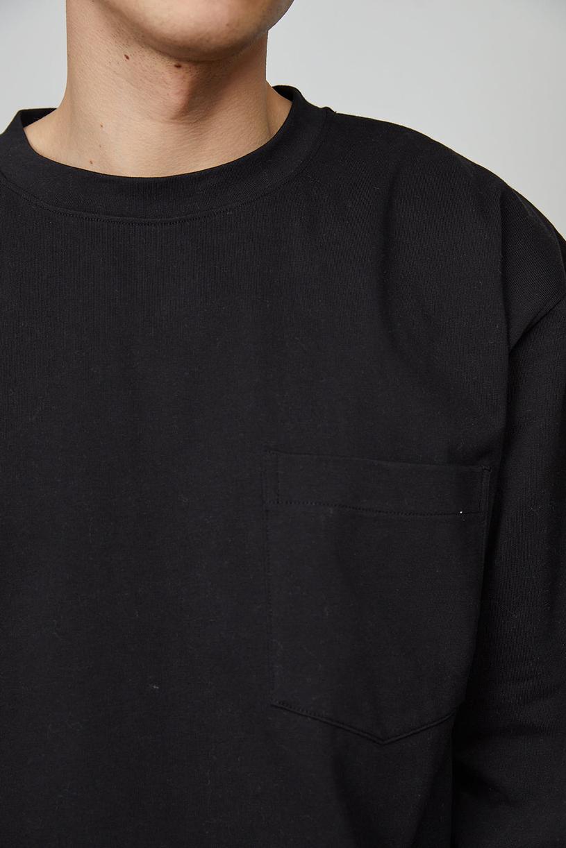 Black Sıngle Pocket Long Sleeve T-shirt