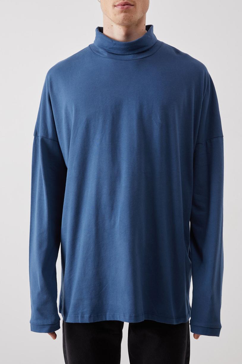 Navy Blue With Turtleneck Oversize T-shirt