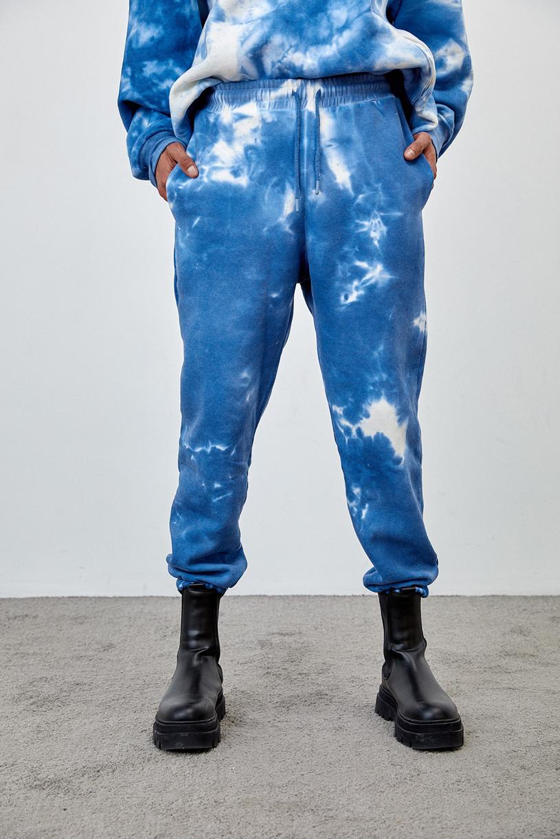 Blue Batik Patterned Jogger Pants