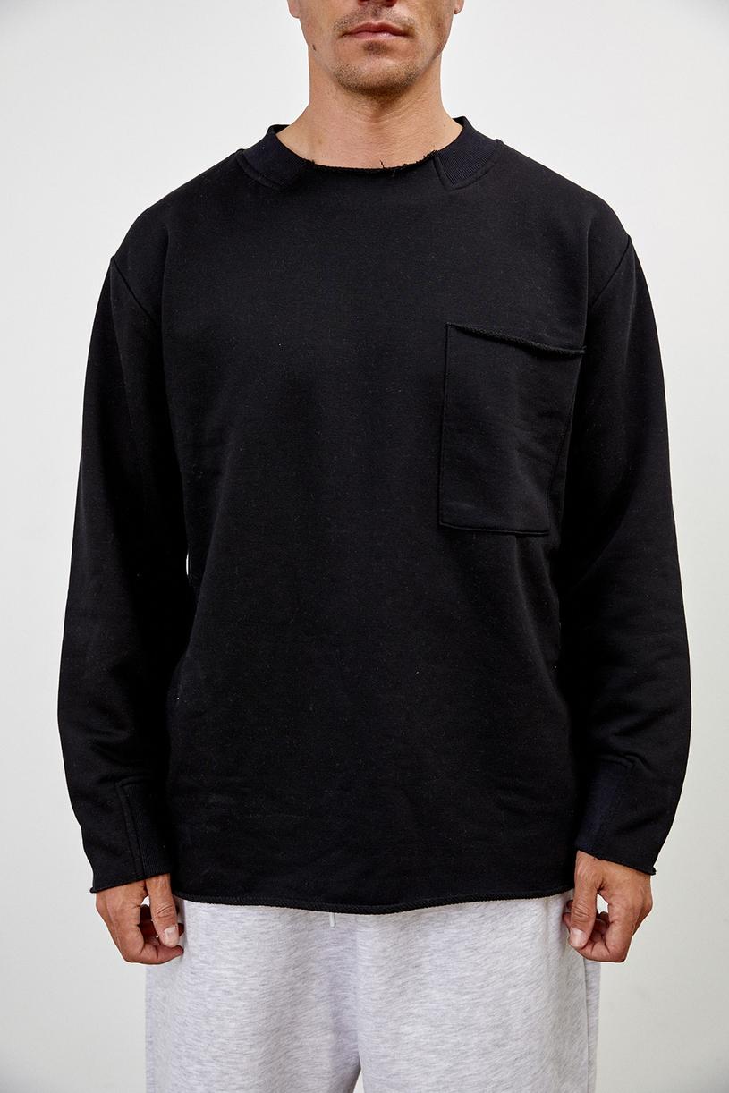 Siyah Pis Dikişli Oversize Sweatshirt