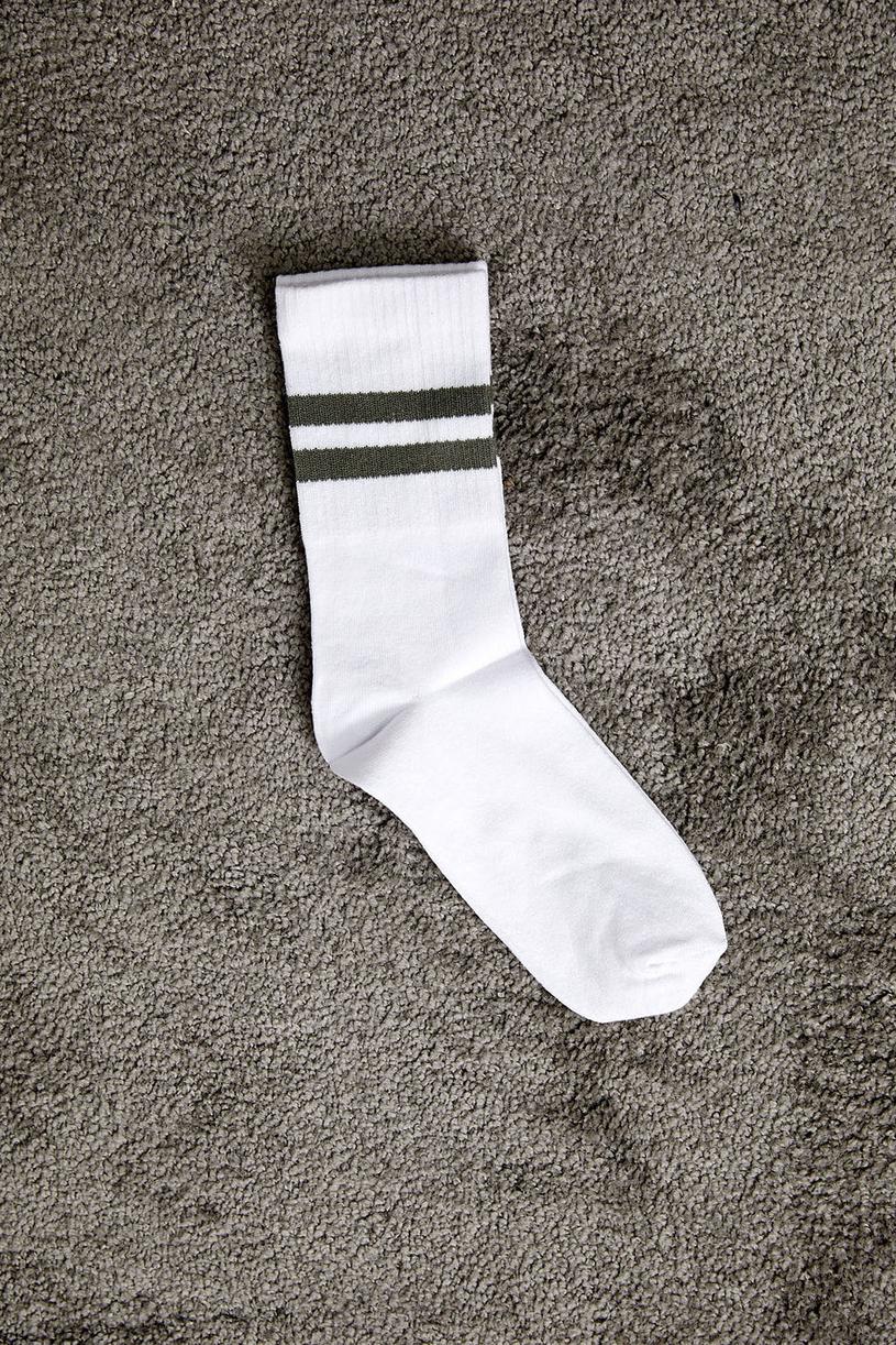 Beyaz Nefti Çizgili Çorap