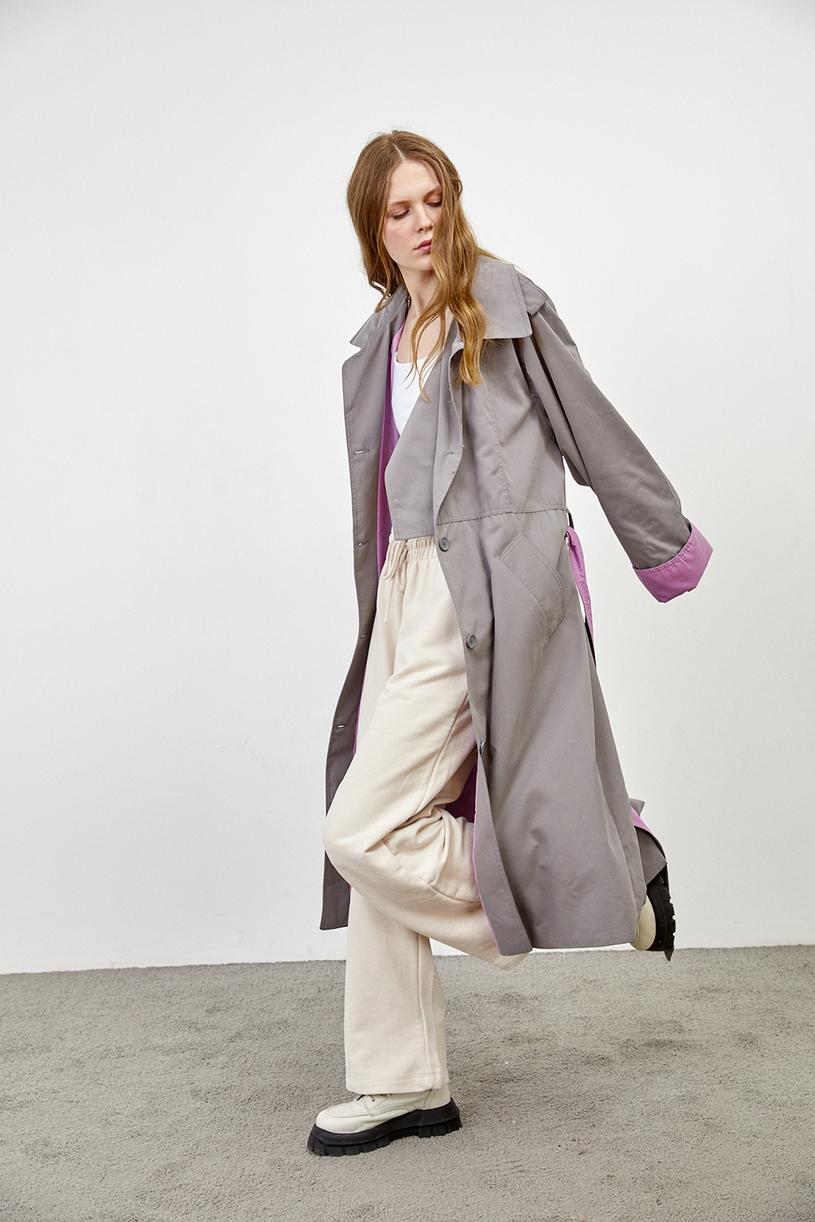 Smoked Lilac Oversize Trench Coat
