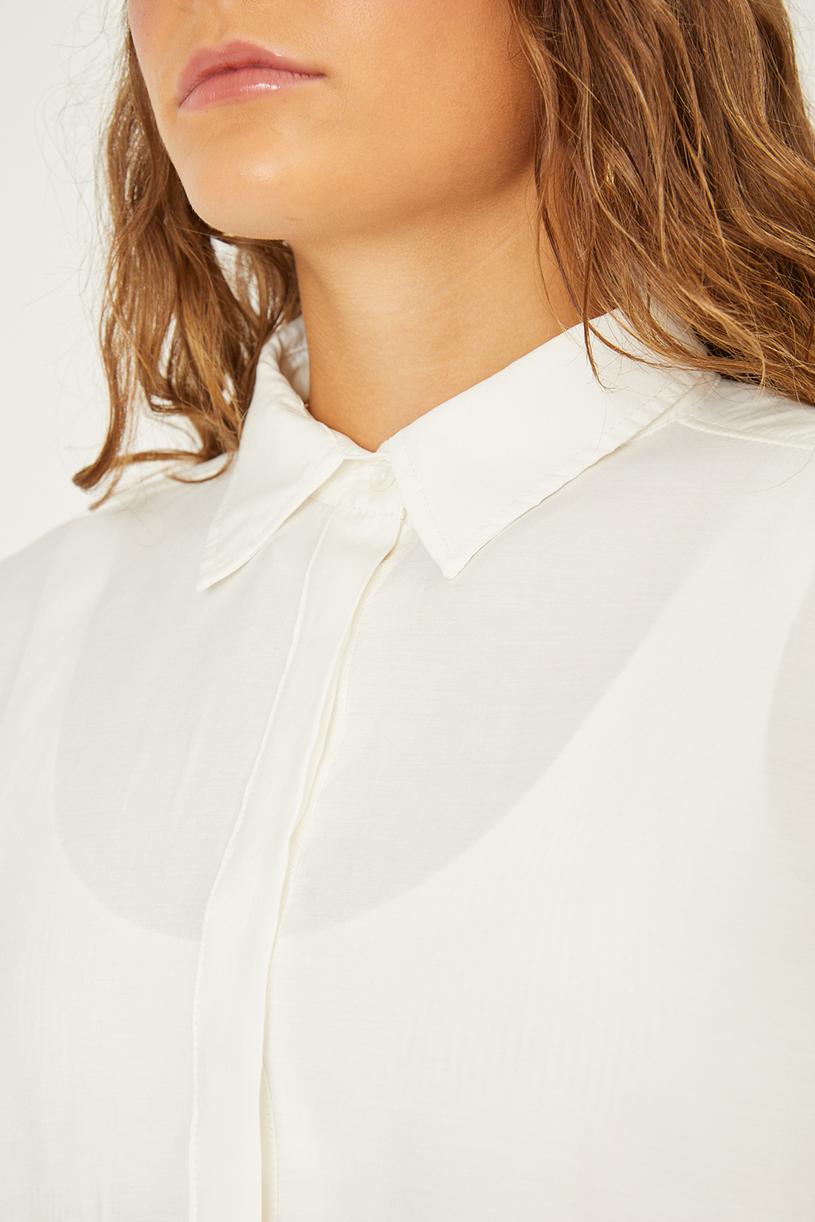 Beyaz Oversize Modal Gömlek