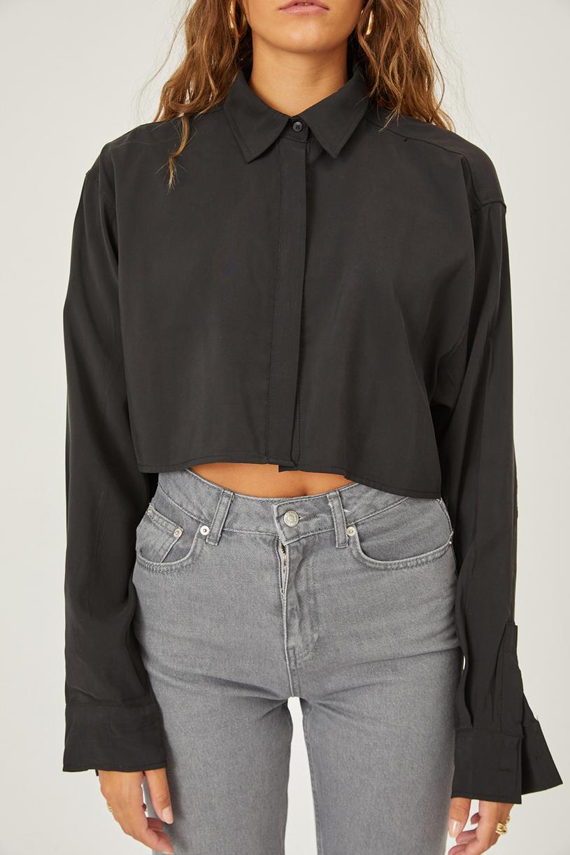 Black Oversize Modal Shirt