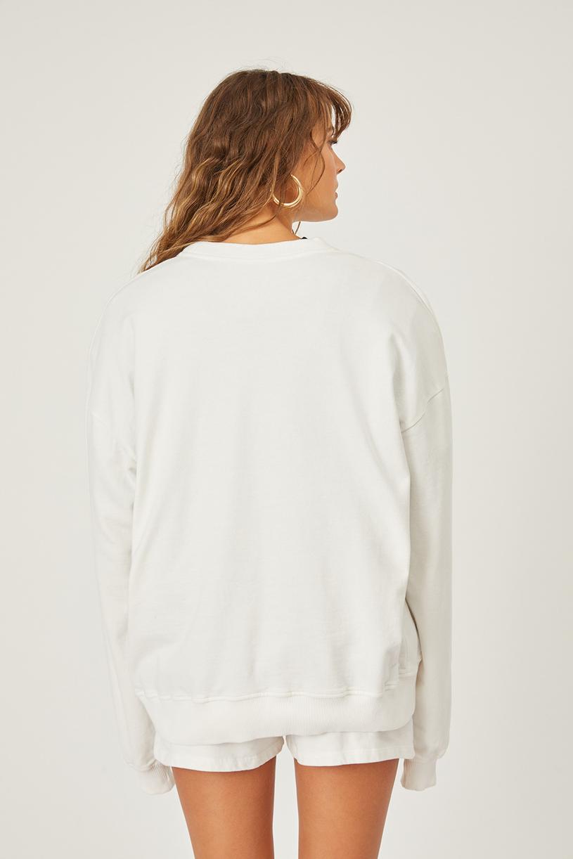 Beyaz Oversize Basic Sweatshirt