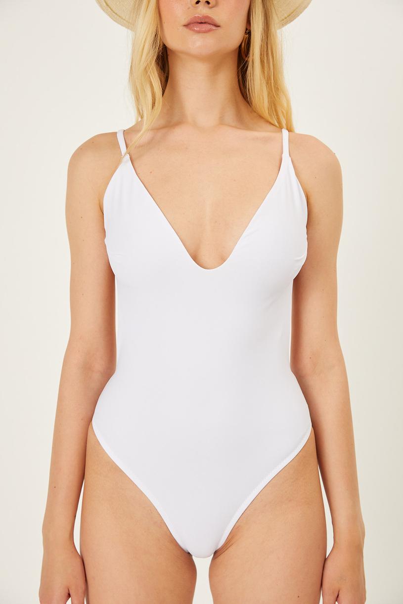 White Backless Swimsuit