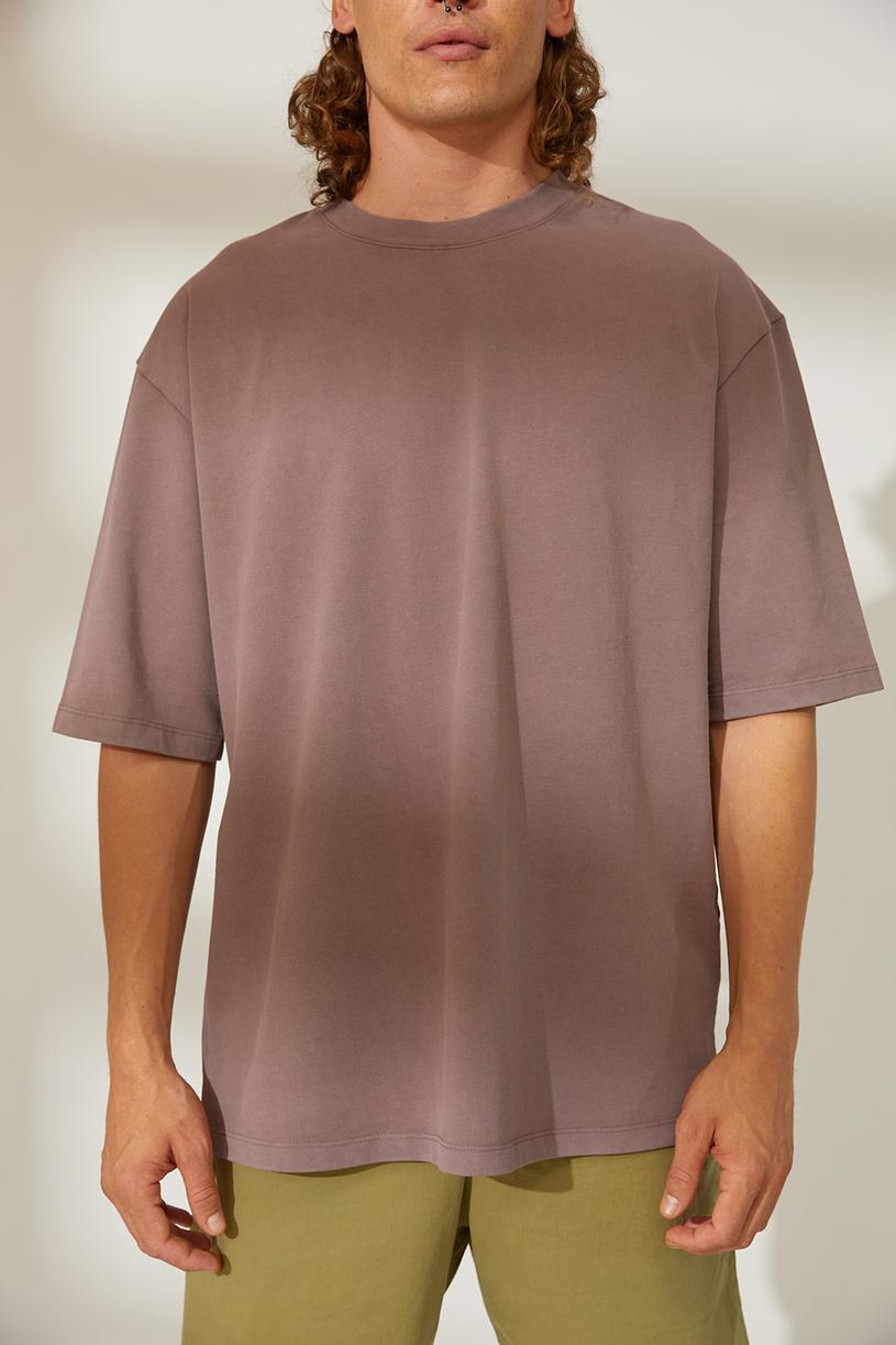 Kahverengi Soluk Efektli Kompakt T-shirt
