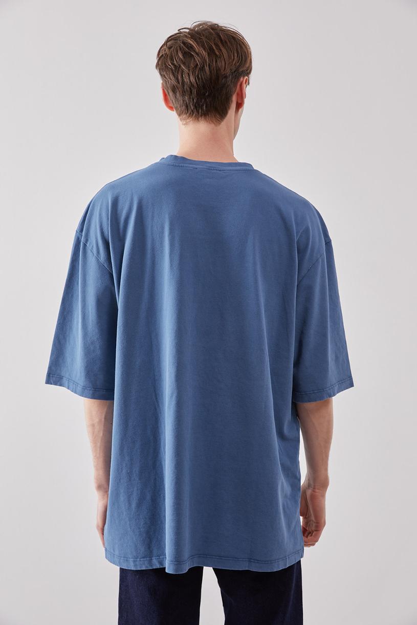 Navy Blue Faded Effect Basic T-shirt