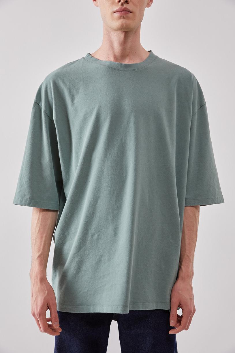 Khaki Faded Effect Basic T-shirt