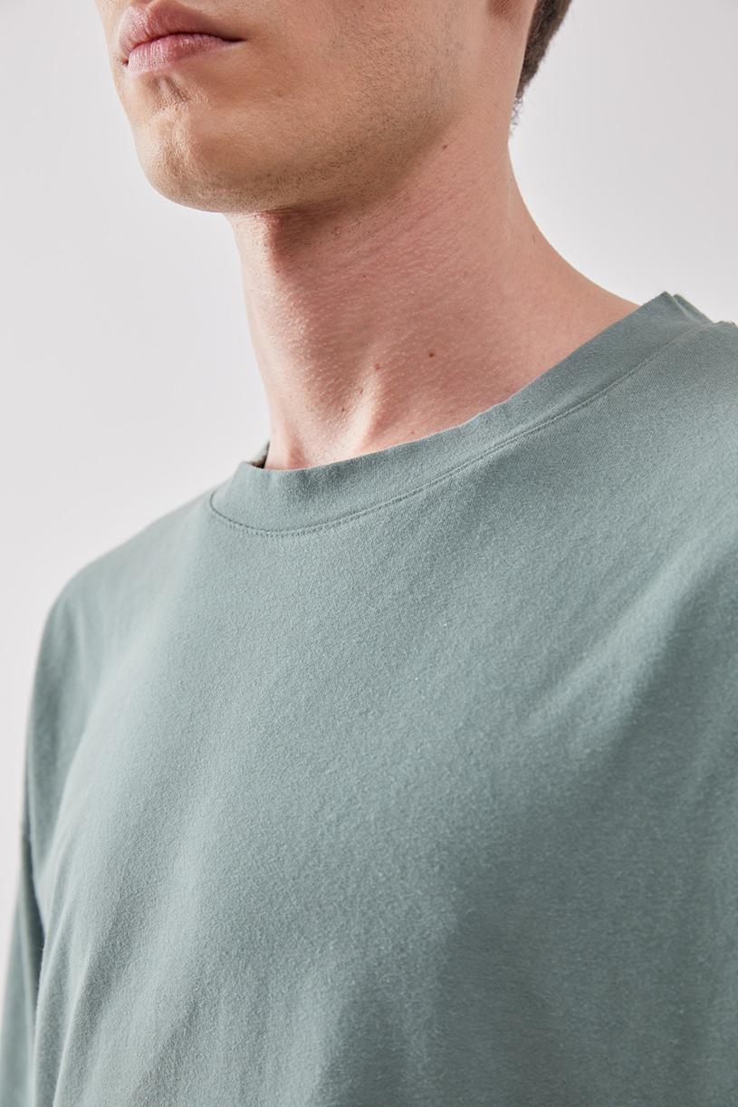 Khaki Faded Effect Basic T-shirt