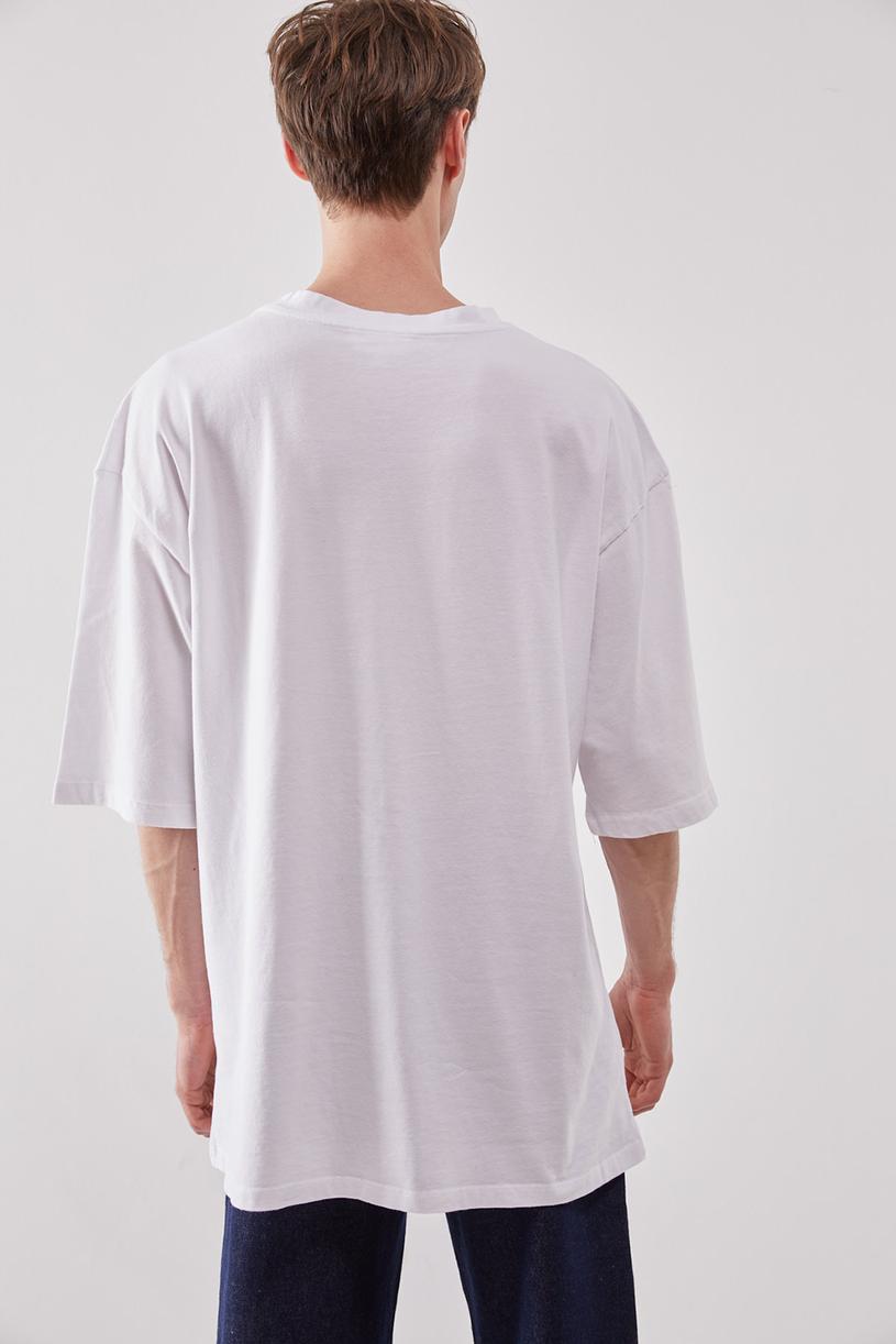 White Faded Effect Basic T-shirt