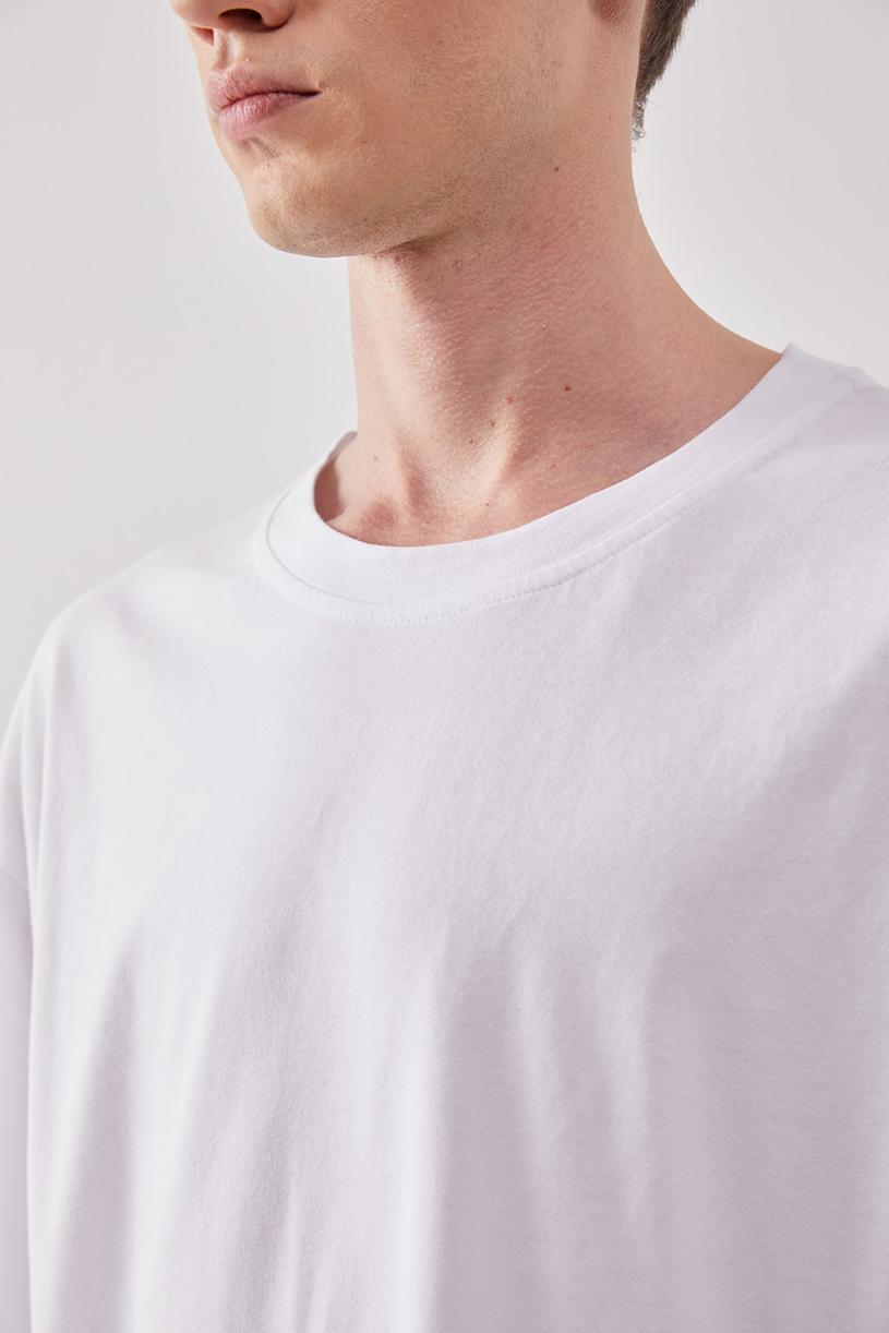 White Faded Effect Basic T-shirt