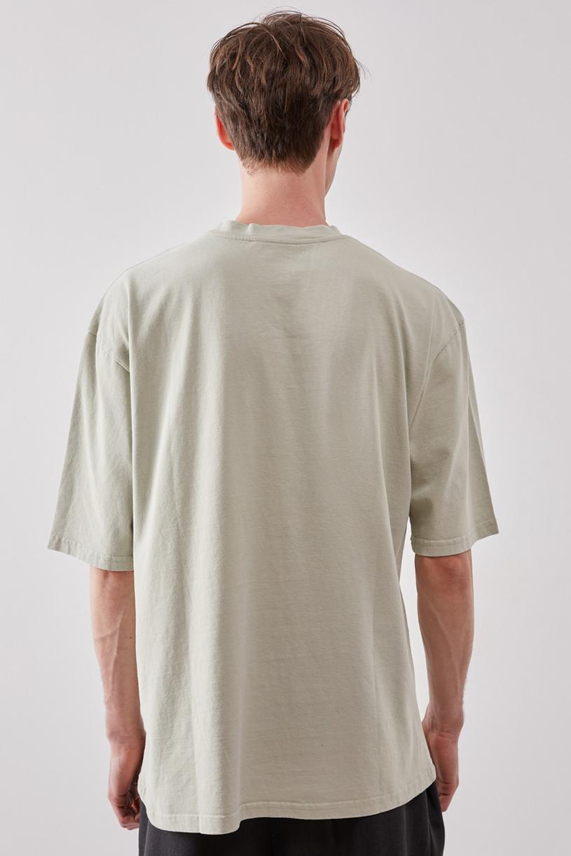Soft Green Faded Effect Basic T-shirt