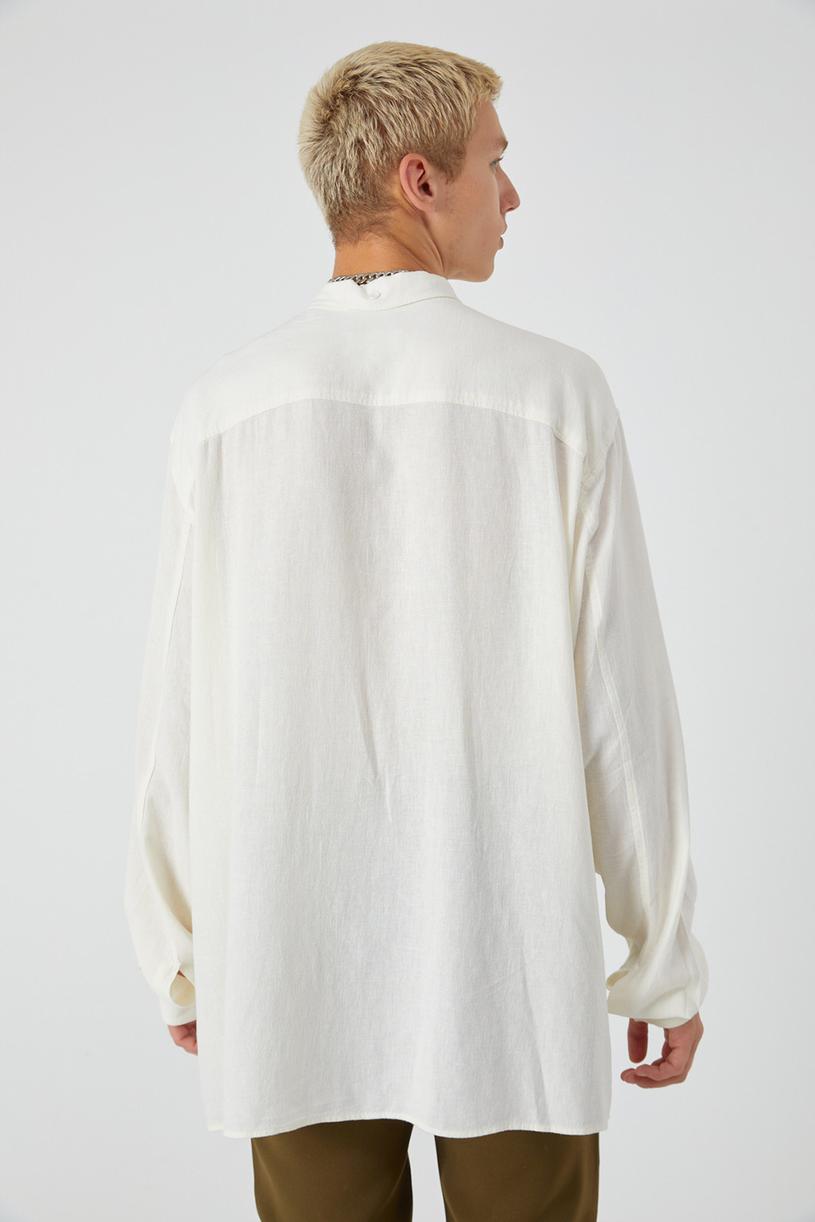 White Linen Mix Oversize Shirt