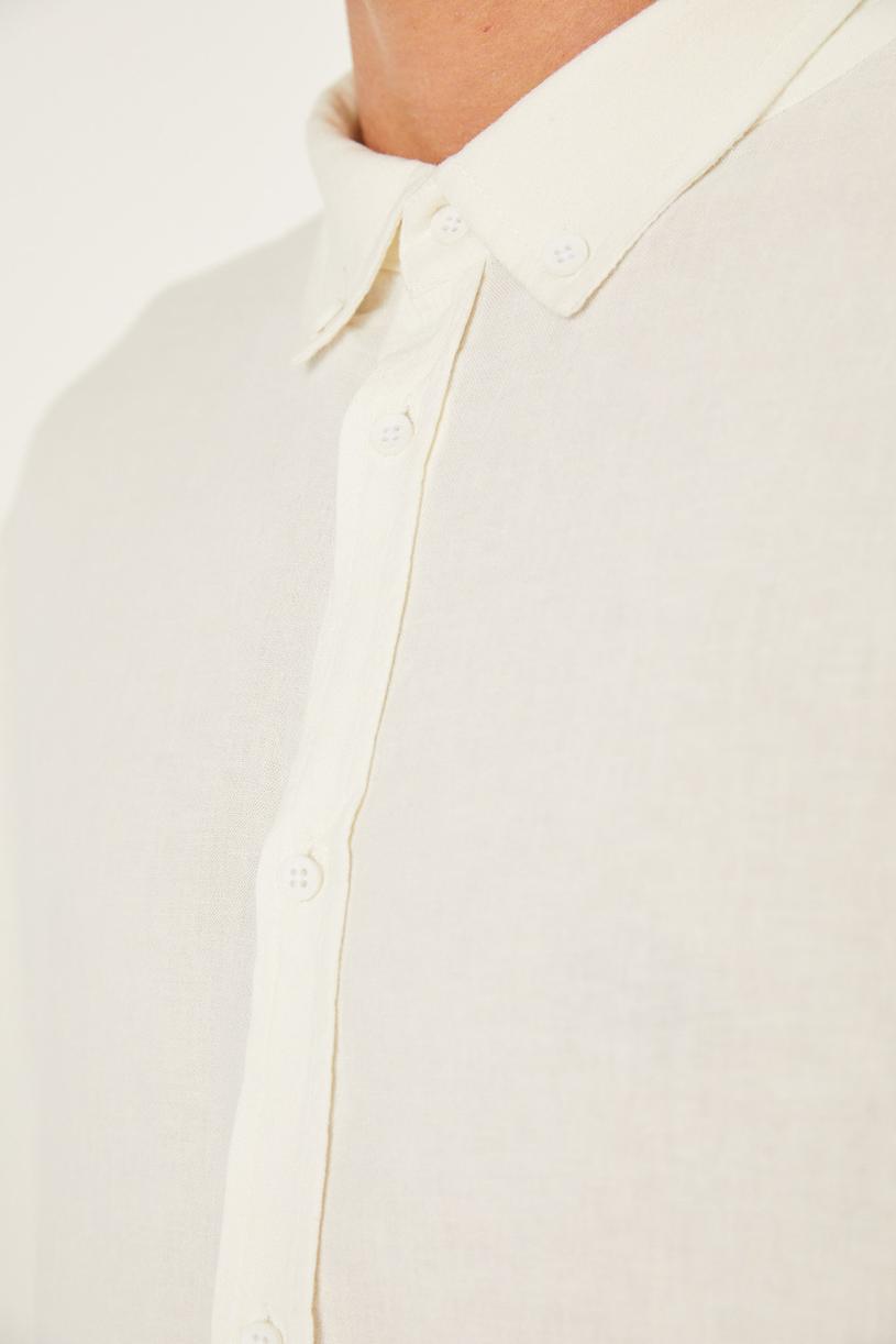 White Linen Mix Oversize Shirt