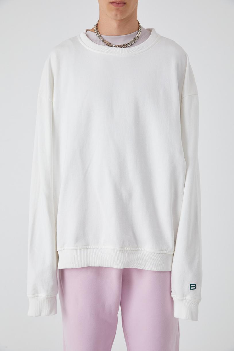 White Oversize Basic Sweatshirt