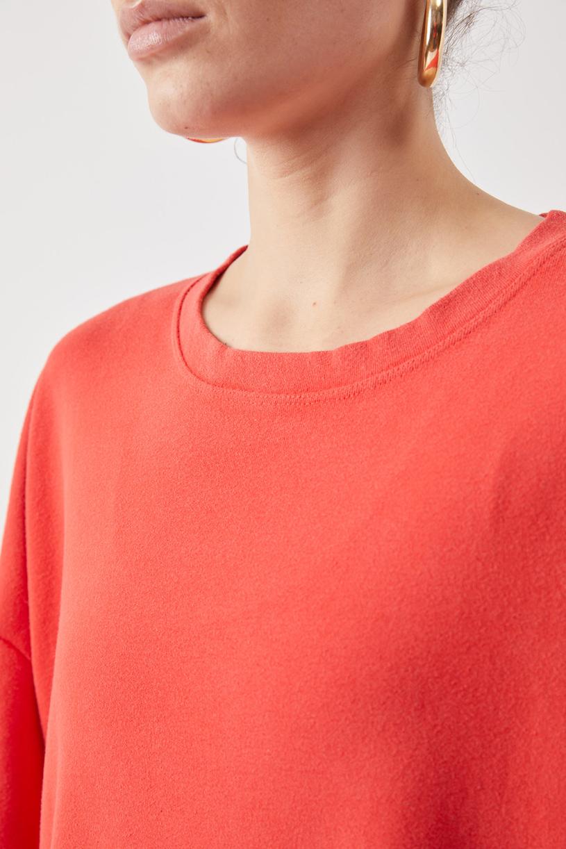 Kırmızı Soluk Yıkamalı Basic Tshirt