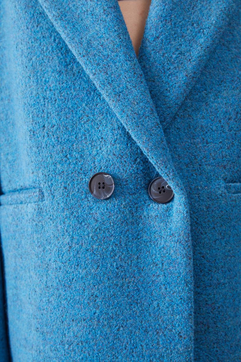 Mavi Kaşe Oversize Ceket