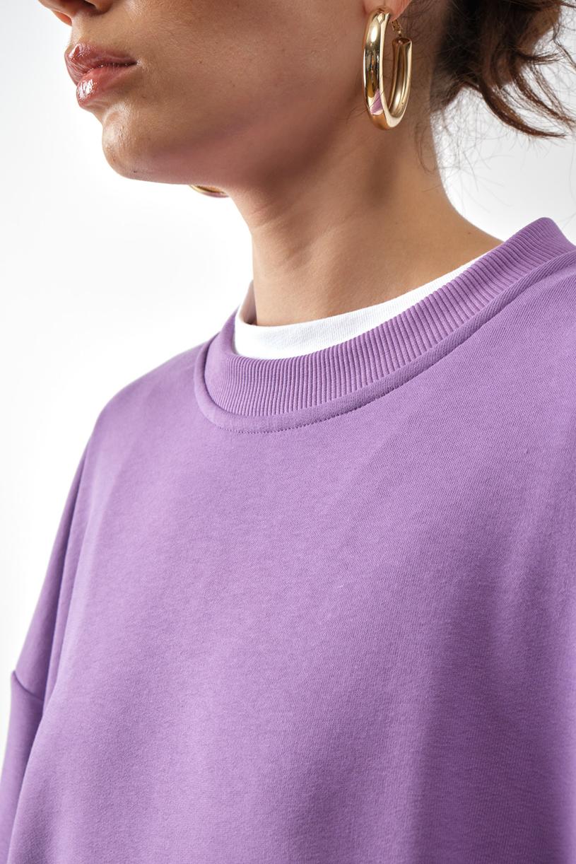 Purple Oversize Basic Sweatshirt