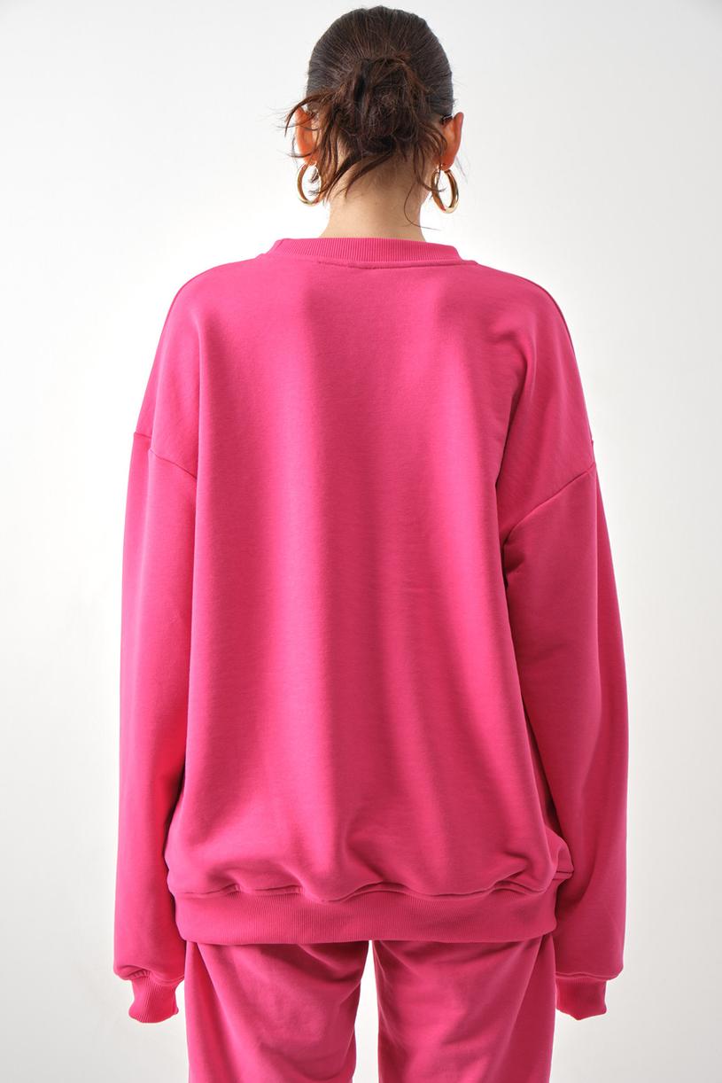 Pink Oversize Basic Sweatshirt