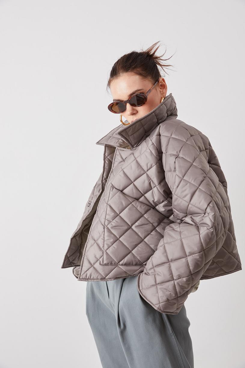 Mink Quilted Cropped Coat