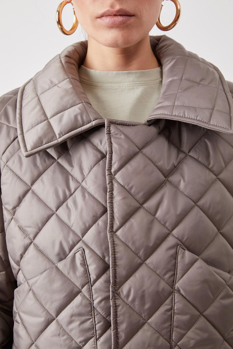 Mink Quilted Cropped Coat