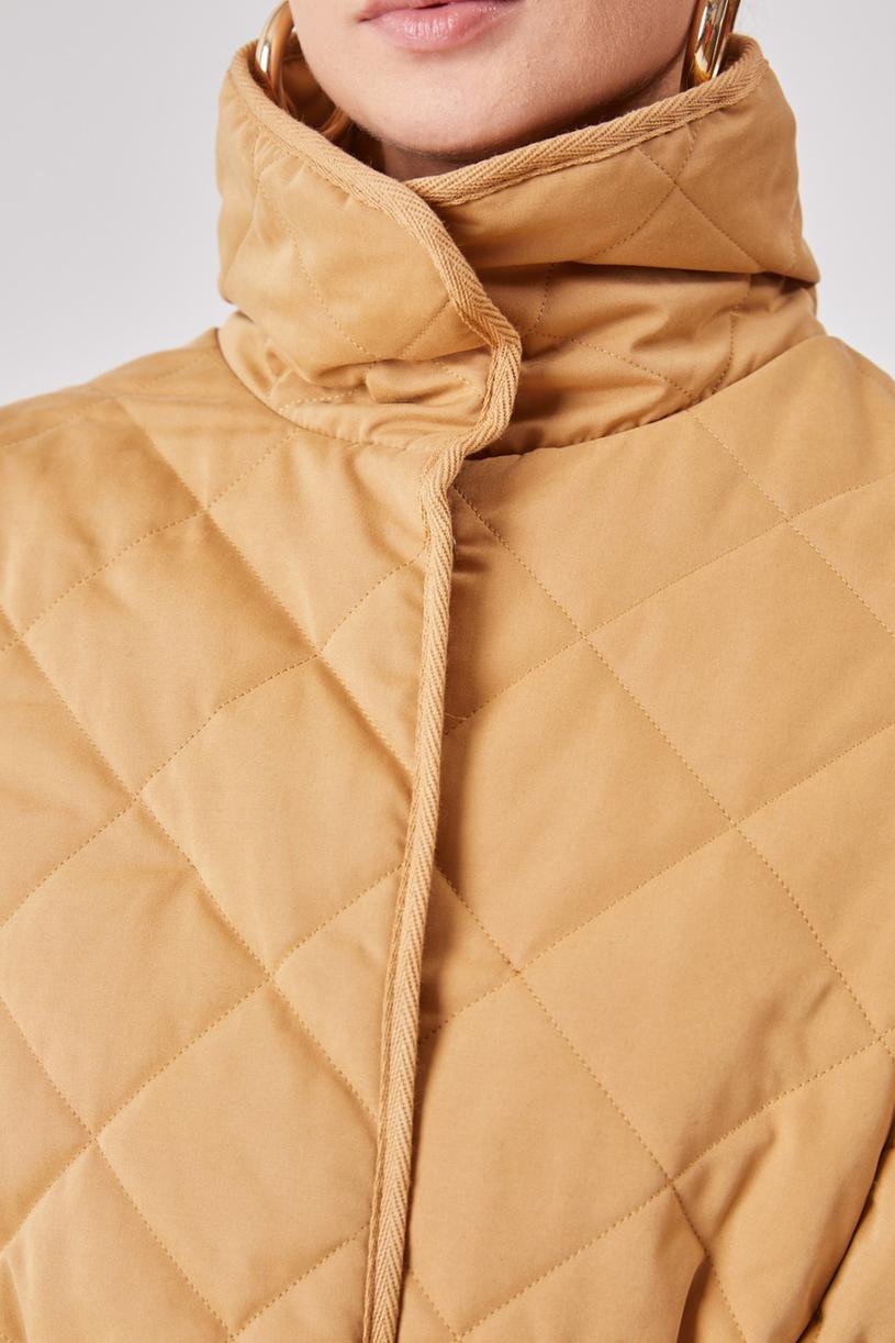 Camel Long Quilted Coat
