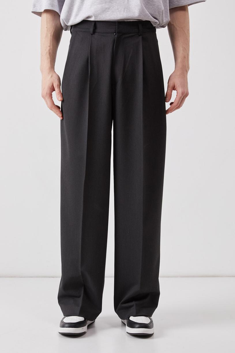 Anthracite Pleated Palazzo Pants