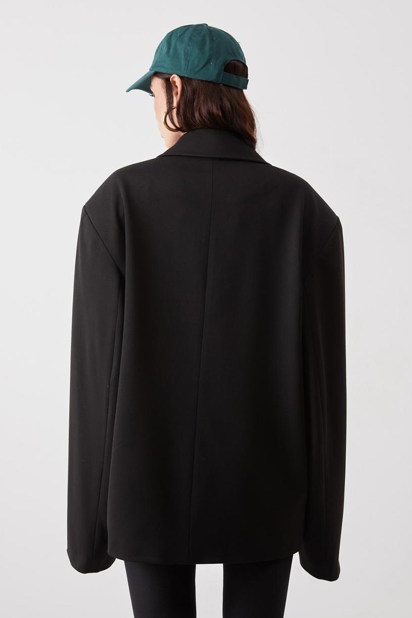 Black Double Breasted Oversize Jacket