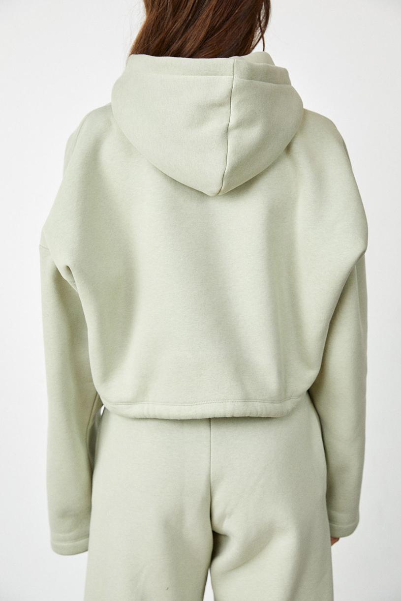 Soft Yeşil Kapüşonlu Crop Sweatshirt