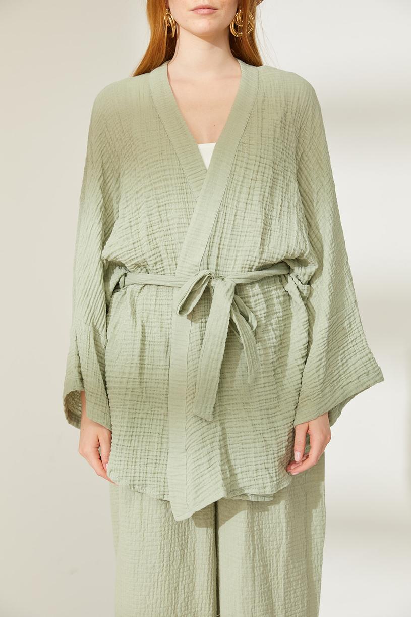 Su Yeşili Bohem Kimono