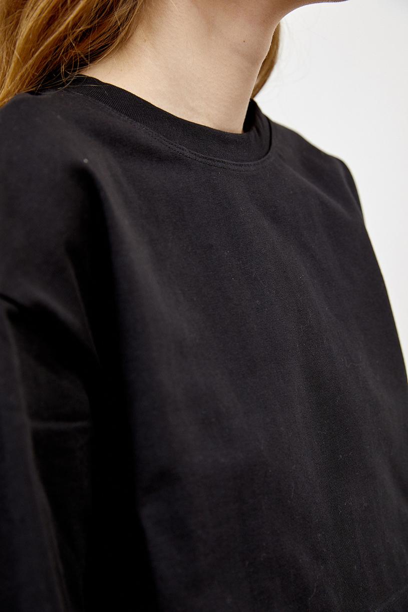 Siyah Uzun Kollu Crop T-shirt