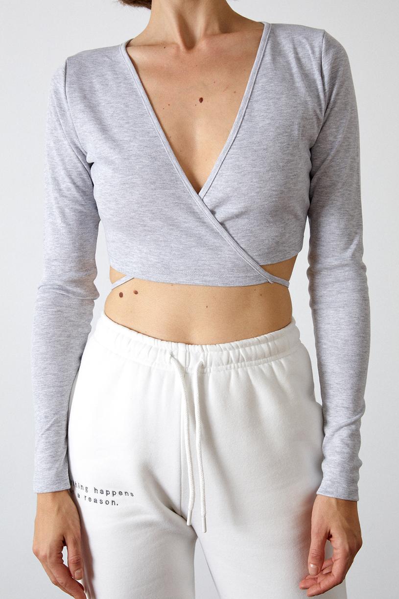 Carmelange Long Sleeve Double Breasted Cotton Croptop