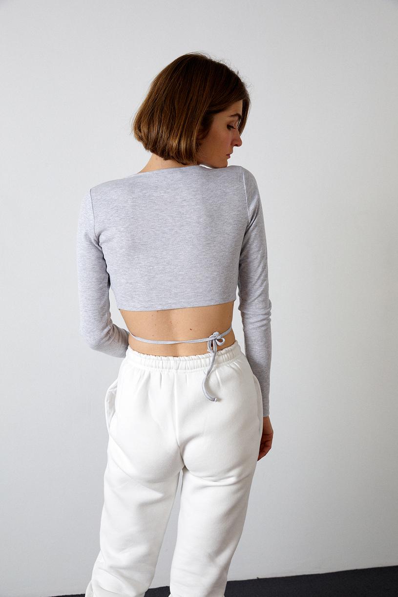 Carmelange Long Sleeve Double Breasted Cotton Croptop