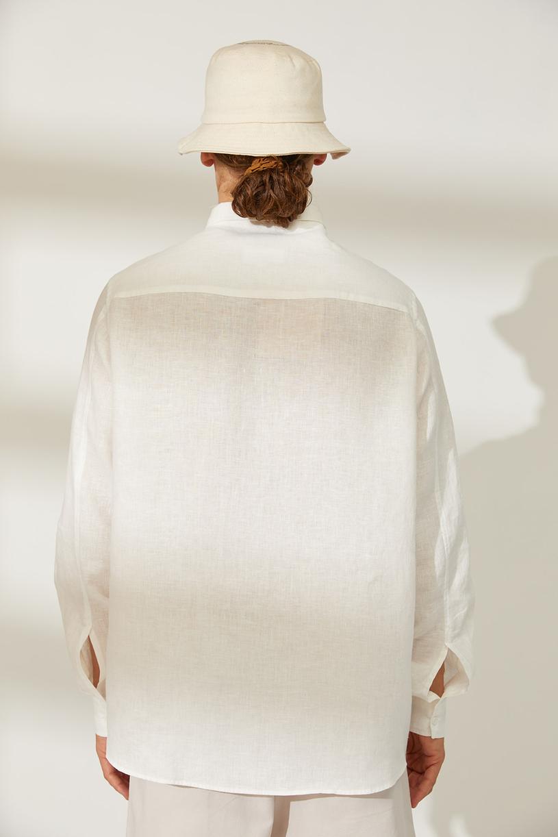 White Oversize Linen Shirt