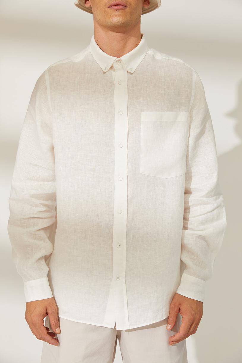 White Oversize Linen Shirt