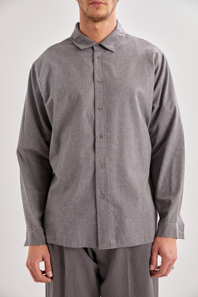 Grey Cotton Oversize Shirt