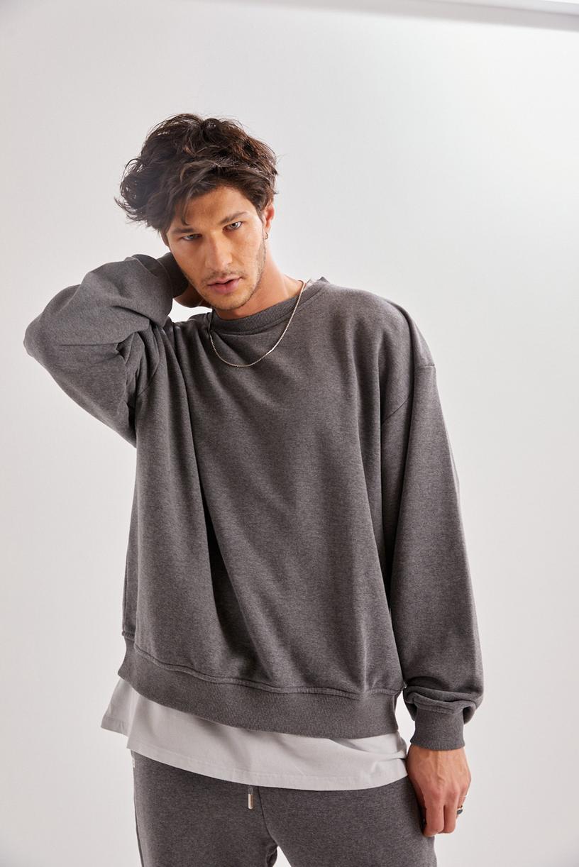 Anthracite Oversize Basic Sweatshirt